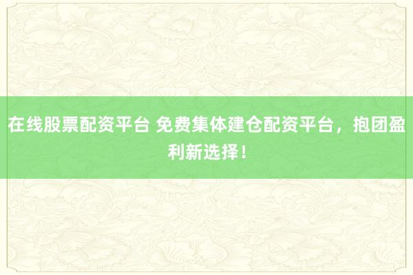 在线股票配资平台 免费集体建仓配资平台，抱团盈利新选择！