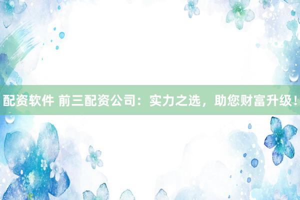 配资软件 前三配资公司：实力之选，助您财富升级！