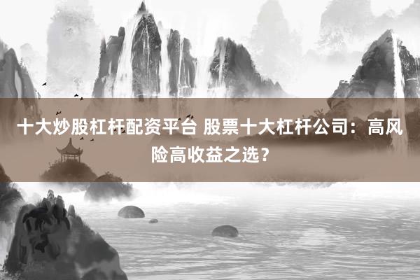 十大炒股杠杆配资平台 股票十大杠杆公司：高风险高收益之选？