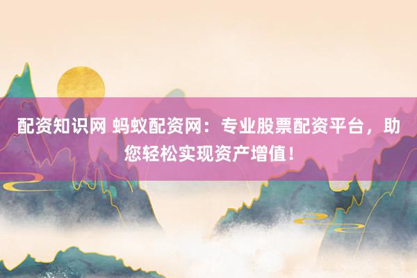 配资知识网 蚂蚁配资网：专业股票配资平台，助您轻松实现资产增值！