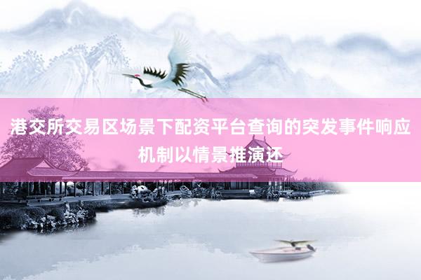 港交所交易区场景下配资平台查询的突发事件响应机制以情景推演还