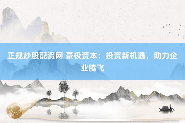 正规炒股配资网 豪极资本：投资新机遇，助力企业腾飞